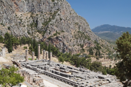 Temple of Apollo at ancient Delphoi in Greeceの写真素材
