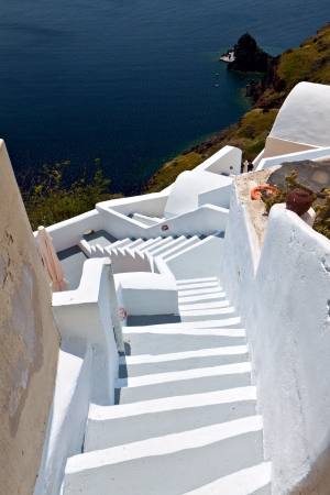 Traditional city of Fira at Santorini island in Greeceの写真素材
