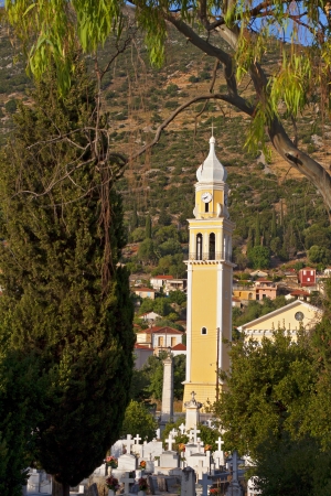 Traditional Greek orthodox church found at Faraklata village of Kefalonia islandin Greeceの写真素材
