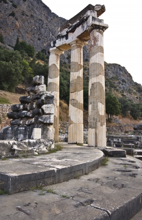 Temple of Athena pronoia at ancient Delphoi in Greece 