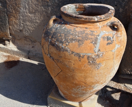 Ancient crater found at Phaestos of Crete island in Greeceの写真素材