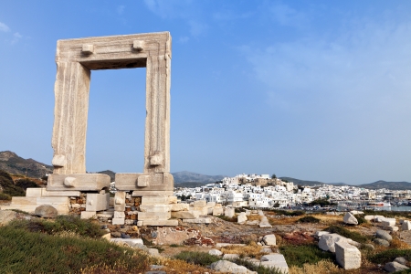 Gate of Apollon temple at the island of Naxos in Greeceの写真素材