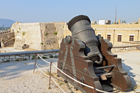 Old gun at the castle of Corfu island in Greeceのeditorial素材