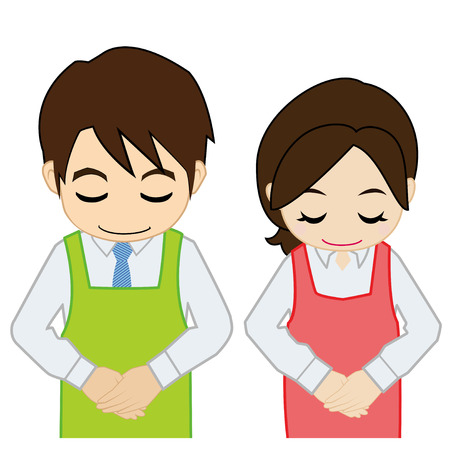 The salesperson who bowsのイラスト素材