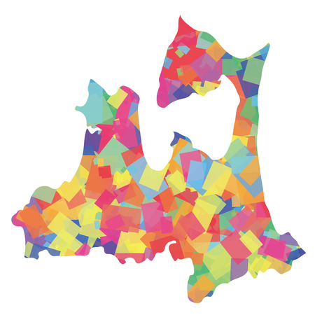 Colorful silhouette of Aomori prefectureのイラスト素材