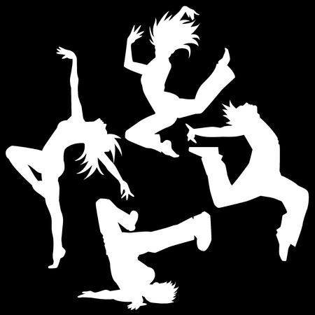 Silhouette of the dance (white.Black background)のイラスト素材