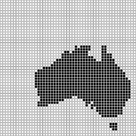 pixel art of Australia (black and white)のイラスト素材