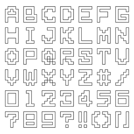 Font of pixel art (white)のイラスト素材