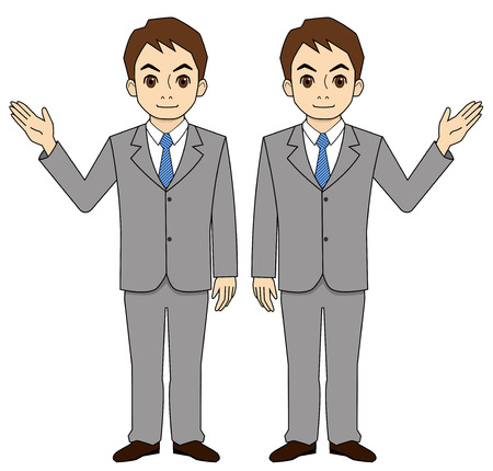Young man of the suit to guideのイラスト素材