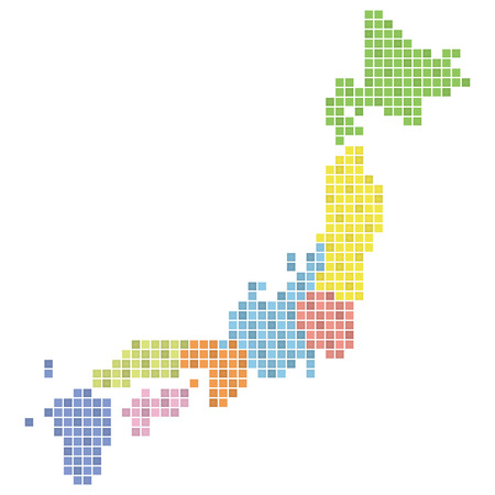 pixel art of Japanese map (colorful)のイラスト素材