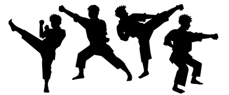 silhouette of karate fighters-simple-のイラスト素材