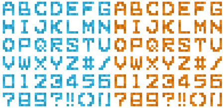 The font of pixel art (blue and orange)のイラスト素材