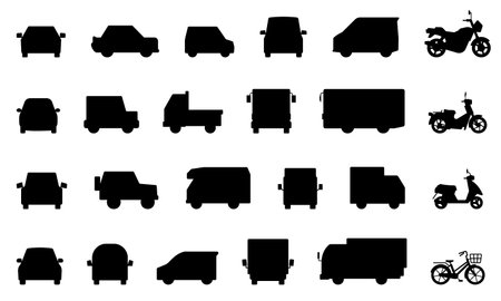 Car and motorcycle icons - form silhouette -のイラスト素材