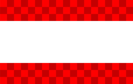 Top and bottom are checkered horizontal background in Christmas colors - Red only -のイラスト素材
