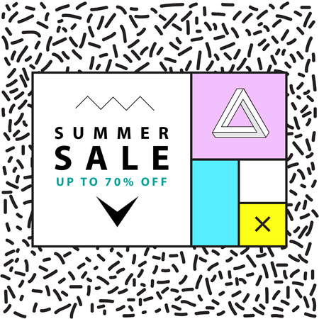 Summer sale banners. Memphis and mondrian style. The golden sectionのイラスト素材