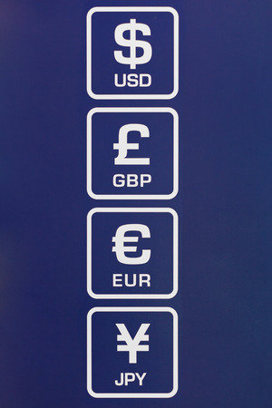 Symbols of Dollar, Euro, Pound and Yenの写真素材