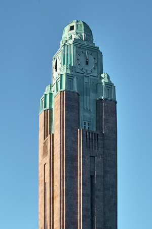 Clock tower of Helsinki central railway station, Finlandの写真素材