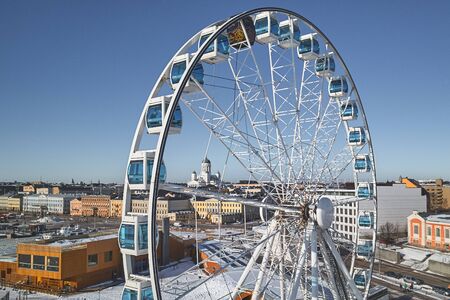 Helisnki, Finland - February 20, 2018: Aerial view, SkyWheelのeditorial素材