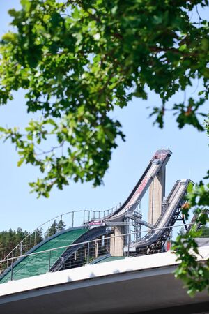 Lahti, Finland - August 6, 2019: Ski Rumps for ski jumping in summerのeditorial素材