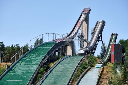 Lahti, Finland - August 6, 2019: Ski Rumps for ski jumping in summerのeditorial素材