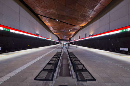 Helsinki, Finland - December 19 2017; Helsinki metro, Aalto-yliopisto stationのeditorial素材