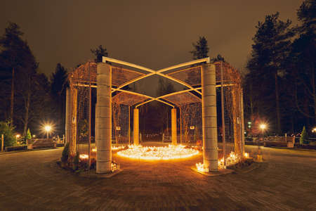 Joensuu, Finland - November 4, 2018: Many candles kindling at a cemetery on All Saints' Dayのeditorial素材