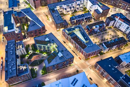 Aerial view of brand new apartment buildings in Kalasatama district, Helsinki, Finland.