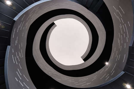 Helsinki, Finland - July 1, 2020: The spiral staircase of Oodi libraryのeditorial素材