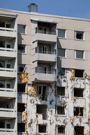The demolition apartment building in Espoo, Finland.