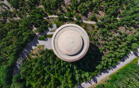 Espoo, Finland - July 19, 2020: Aerial view of Haikaranpesa water tower