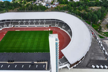 Helsinki, Finland - August 1, 2020: Arial view of the Helsinki  Stadium after renovation.のeditorial素材