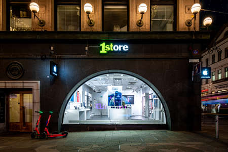 Finland, Helsinki - November 10, 2020: 1store is an Apple Premium Reseller in Helsinki. The Store on...
