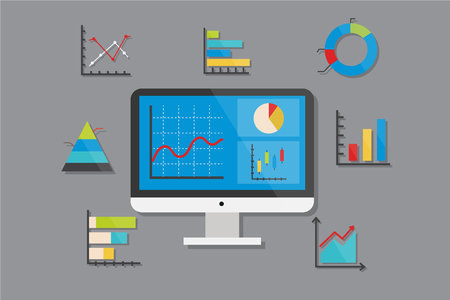 Business Chart and Graph Icons Flat Design Illustration Element Icons Setのイラスト素材