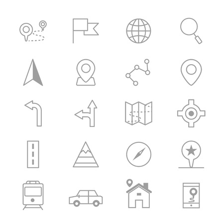 Navigation and location Icons Line Set Of Illustrationのイラスト素材