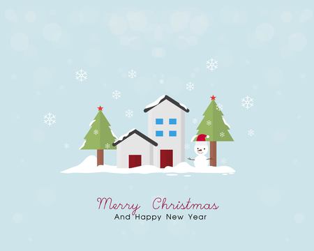 Merry Christmas and Happy New Year Greeting Card Backgroundのイラスト素材