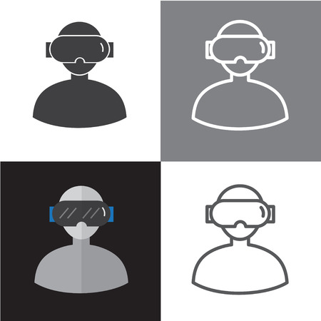 VR Icons and Virtual Reality Glassesのイラスト素材