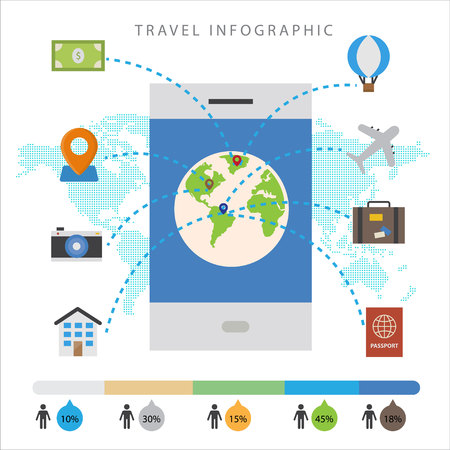 Colourful Travel Infographic Elements The Concept For Business and Presentations Advertising Design Flat Styleのイラスト素材