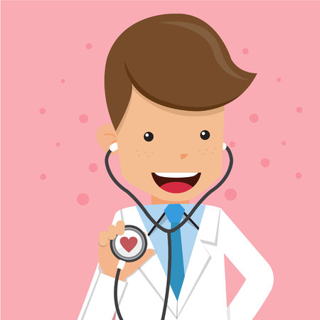 Male Doctor with Stethoscope. Healthcare Concept Vector Illustration Flat Style.のイラスト素材
