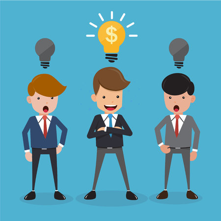 Businessman in Suit Have Good Idea For Business. Concept Business Vector Illustration Flat Style.のイラスト素材