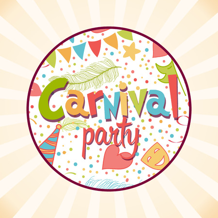 Carnival Party background with Masks, Hats, Stars, and more objects.のイラスト素材