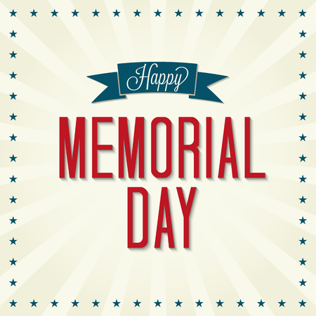 Happy Memorial Day Illustration. Text with Banner and Stars.のイラスト素材