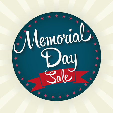 Memorial Day Sale Badge Illustration. Text with Stars.のイラスト素材