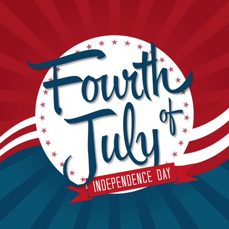 Fourth of July Illustration with Badge and Stars.のイラスト素材