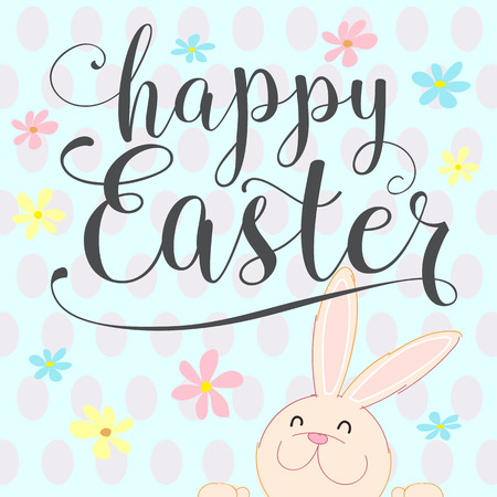 happy easter bunny With. Hand made vector illustrationのイラスト素材