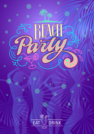 Summer Beach Party. Eat and drink Hand made illustration vectorのイラスト素材