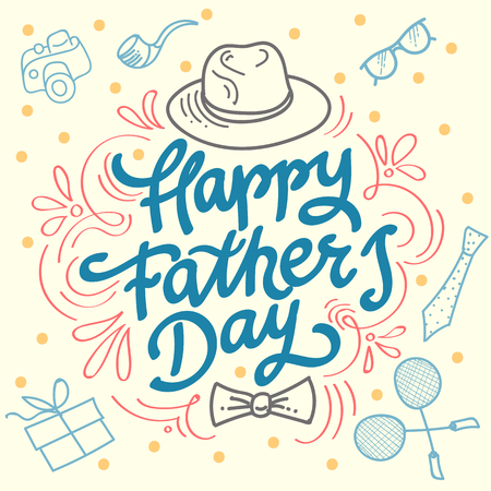 Happy fathers day best dad. Hand made vector illustrationのイラスト素材