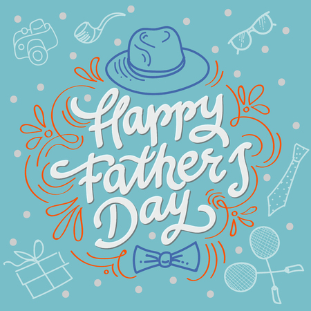 Happy fathers day best dad. Hand made vector illustrationのイラスト素材