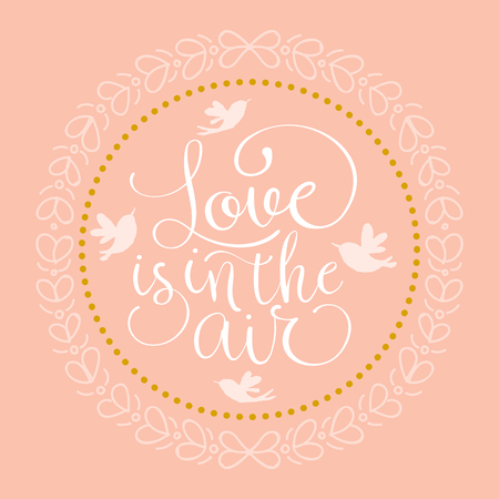 Love is in the air wedding invitation. Hand made vector illustrationのイラスト素材