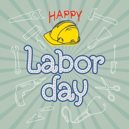 Happy labor day. Handmade vector illustrationのイラスト素材