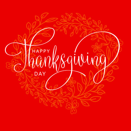 happy thanksgiving day hand letter. Handmade vector illustrationのイラスト素材